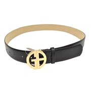 Giani Bernini Women's Signature-Buckle Panel Belt, Black, Small