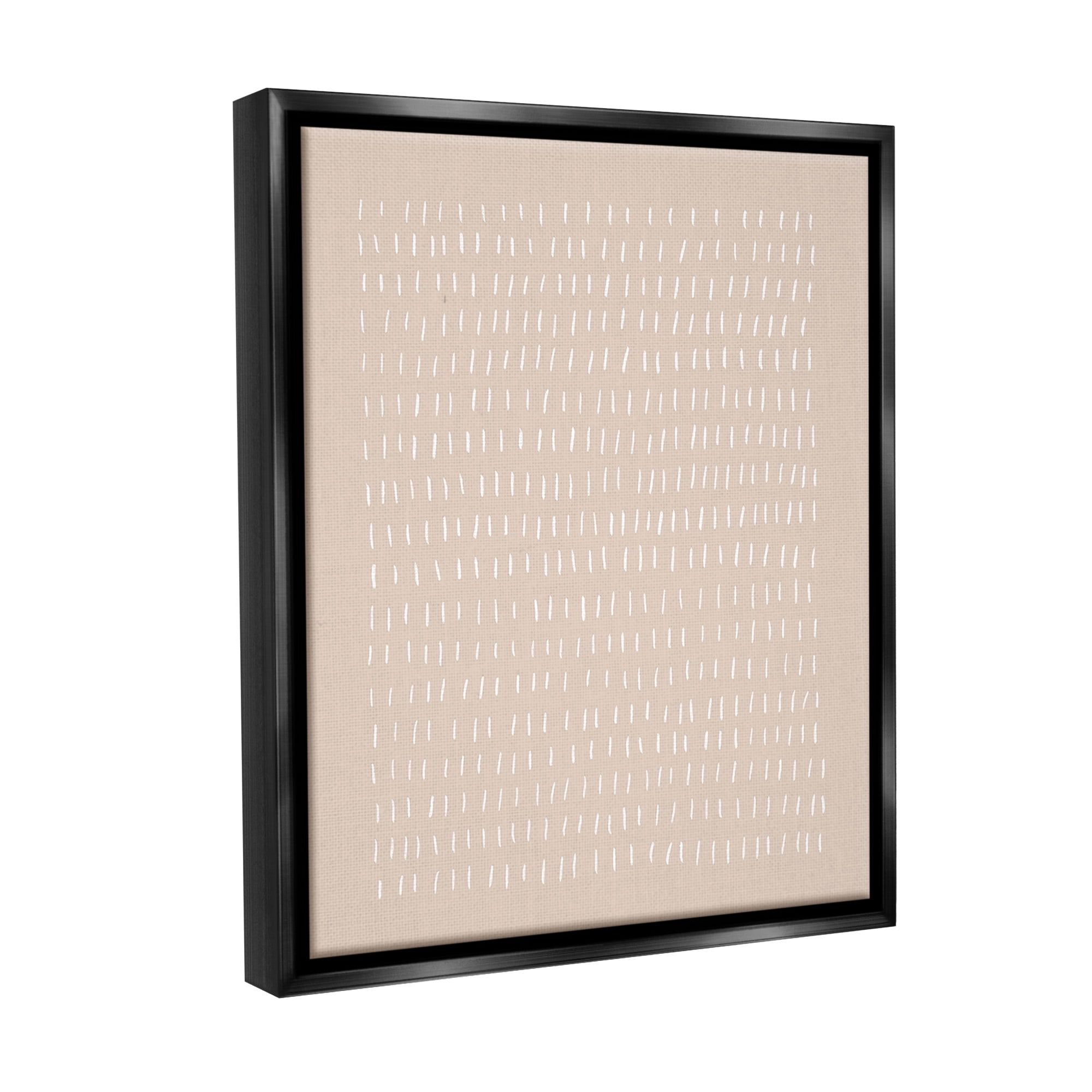 Stupell Industries Beige Dash Pattern Abstract Painting Black Floater Framed Canvas Art Print Wall Art, 25 x 31