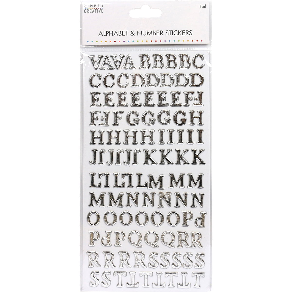 Simply Creative Alphabet & Number StickersTraditional Foil Silver