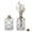 Clear / Rope (Set of 2), variant on Vintage Design Embossed Fleur De Lis Clear Glass Bottles with Cork Lid, Apothecary Flower Bud Vases, Set of 6
