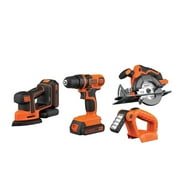 BLACK+DECKER 20V Cordless Tool Set, 1.5 Ah, 4 Piece, Battery and Charger Included (BD4KITCDCMSL)