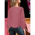 thumbnail image 2 of Audvoi Womens Boat Neck Long Sleeve Chiffon Blouse Swiss Dot Shirt, 2 of 3