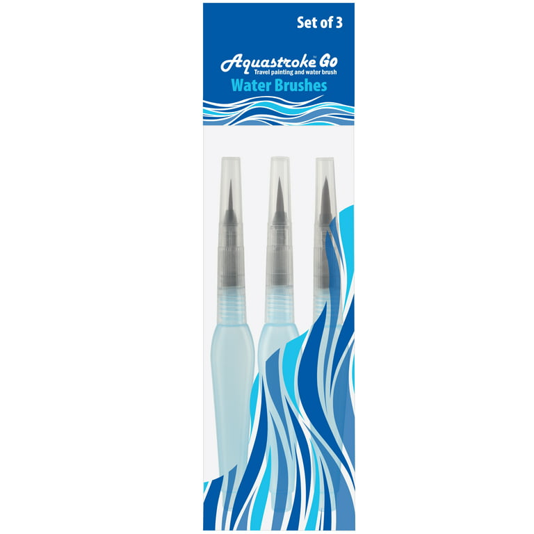 Aquastroke-Go Water Brush Pens for Watercolor Painting Set of 3 Aqua Pen  Taklon Bristle Paintbrushes for Water-soluble Paint, Inks, Pencils & More 