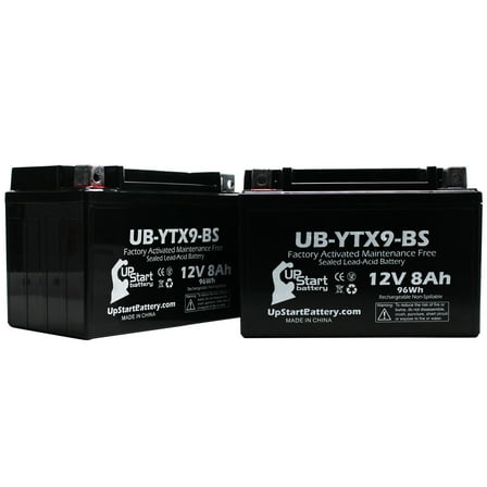 2-Pack UpStart Battery Replacement 1994 Yamaha XT600E 600CC Factory Activated, Maintenance Free, Motorcycle Battery - 12V, 8Ah, UB-YTX9-BS
