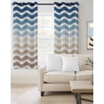 thumbnail image 2 of Navy Blue Brown Ombre Moire Blackout Curtains for Bedroom Living Room Darkening Curtains 84 Inch Length 2 Panels Set Water Ripple Stripe Farmhouse Window Curtain Window Treatment Drapes 52"x84", 2 of 9