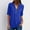 Dark Blue, variant on Oalirro Plus Size Women's Summer Tops Zip Casual Tunic Rollable Sleeve Blouse Tops Shirts Green