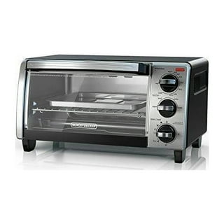 Mainstays 4 Slice Toaster Oven with 3 Setting, Baking Rack and Pan, Black,  New 