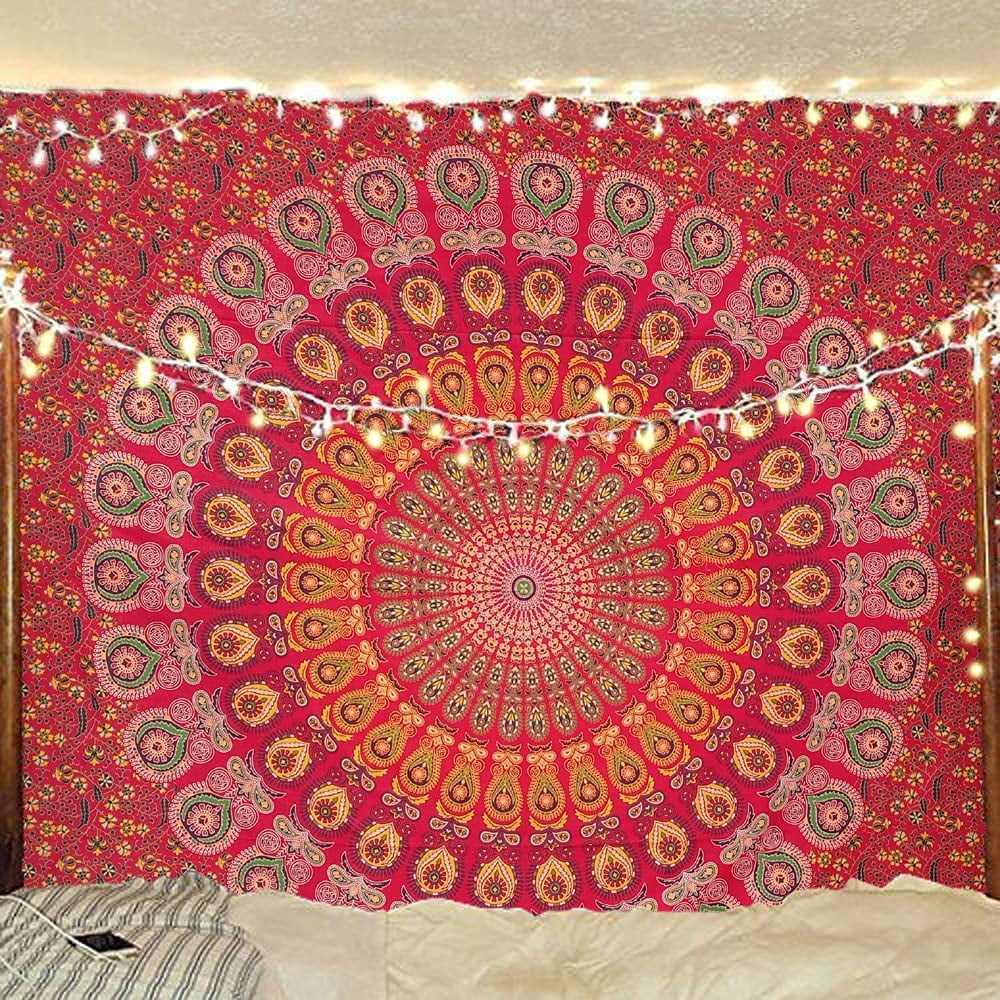 Bless International Indian Hippie Bohemian Psychedelic Peacock Mandala Wall Hang 