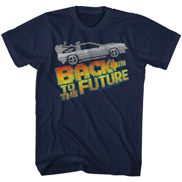 Back To The Future 8Bit To The Future Navy Adult T-Shirt Tee