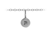 TwoBirch Personalized Small Circle Initial Pendant - In sterling silver, 10k gold, or 14k Gold - 18 Inches