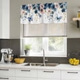 thumbnail image 4 of Navy Blue Spring Floral Curtain Valances for Windows, Kitchen Valance Window Treatments Panel 2 Pack, Farmhouse Butterfly Watercolor Rod Pocket Short Curtains for Bathroom Bedroom 54 x 18 Inch, 4 of 8