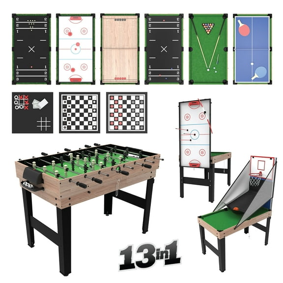 Open Box Tzumi 13-in-1 Multi Game Table for Arcade Games of Foosball, Air Hockey, and More - 41.25 x 22.75 x 31.4in