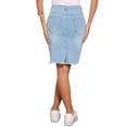 thumbnail image 3 of Faldas de mezclilla para mujer INSPIRE CHIC, desgastadas, de cintura alta, con dobladillo rasgado, faldas de jeans lavadas con bolsillos L azul claro, 3 of 6