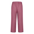 thumbnail image 5 of QATAINLAV Linen Capris for Men Big and Tall Casual Cotton Pants Summer Lightweight Elastic Waist Beach Pants Solid Color Cropped Trousers with Pockets Pink XXXXXL, 5 of 7