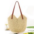 thumbnail image 4 of Bolso de playa hueco Cuerda de papel Bolso de hombro tejido a mano Simple para damas (Beige), 4 of 6