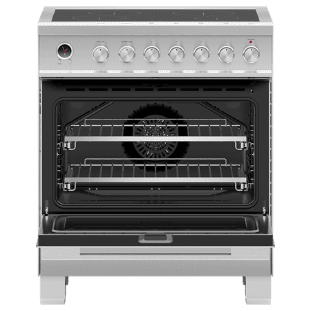 Fisher & Paykel - 3.5 Cu. Ft. Self-Cleaning Freestanding Electric Induction Convection Range - Stainless steel/black glass
