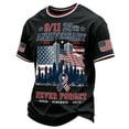 thumbnail image 2 of Never Forget 911 Patriotic Tee for Men with 25th Anniversary Print and Cotton Fabric Featuring 9/11 Memorial Shirts for Remembrance Ceremonies Church Services Dark Blue S, 2 of 4
