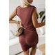 thumbnail image 1 of ABPHQTO Vestido ajustado sin mangas plisado marrón de mujer, 1 of 5