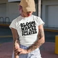 thumbnail image 2 of Bloom Where You Are Planted, Inspirational Quote About Growing, Groovy Retro Wavy Text Merch Gift, White T-Shirt, 2XL, 2 of 5