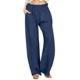 thumbnail image 2 of SwiftWear Women's High Waist Linen Wide Leg Pants Casual Summer Beach Palazzo Trousers with Pockets, Comfortable Loose Fit & Breathable Fabric, 2 of 6