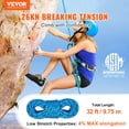 thumbnail image 2 of VEVOR Static Climbing Rope, 32 ft Outdoor Rock Climbing Rope with 26KN Breaking Tension, Escape Rope with 2pcs Carabiner and Storage Bag, 2 of 9