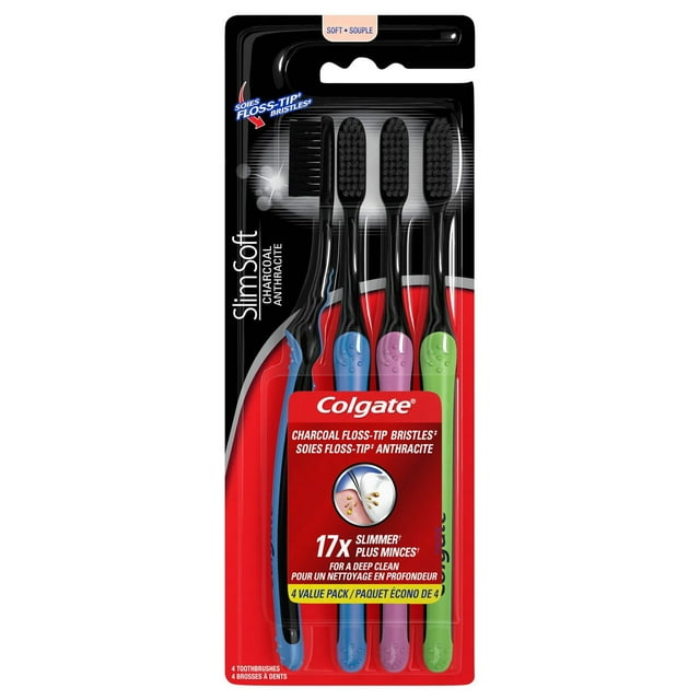 Colgate Slim Soft Charcoal Toothbrush 4 Pack
