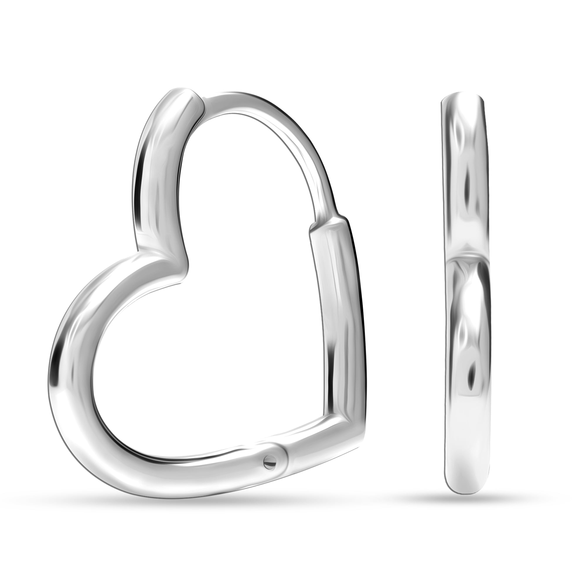 LeCalla 925 Sterling Silver Jewelry Small Love Heart Huggie Hoop Earrings for Women and Teen 22MM