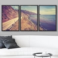 thumbnail image 2 of wall26 - 3 Piece Framed Canvas Wall Art - Vintage Retro Toned Scenic Pacific Coast Highway, California, USA. - Modern Home Art Stretched and Framed Ready to Hang - 24"x36"x3 Black, 2 of 5