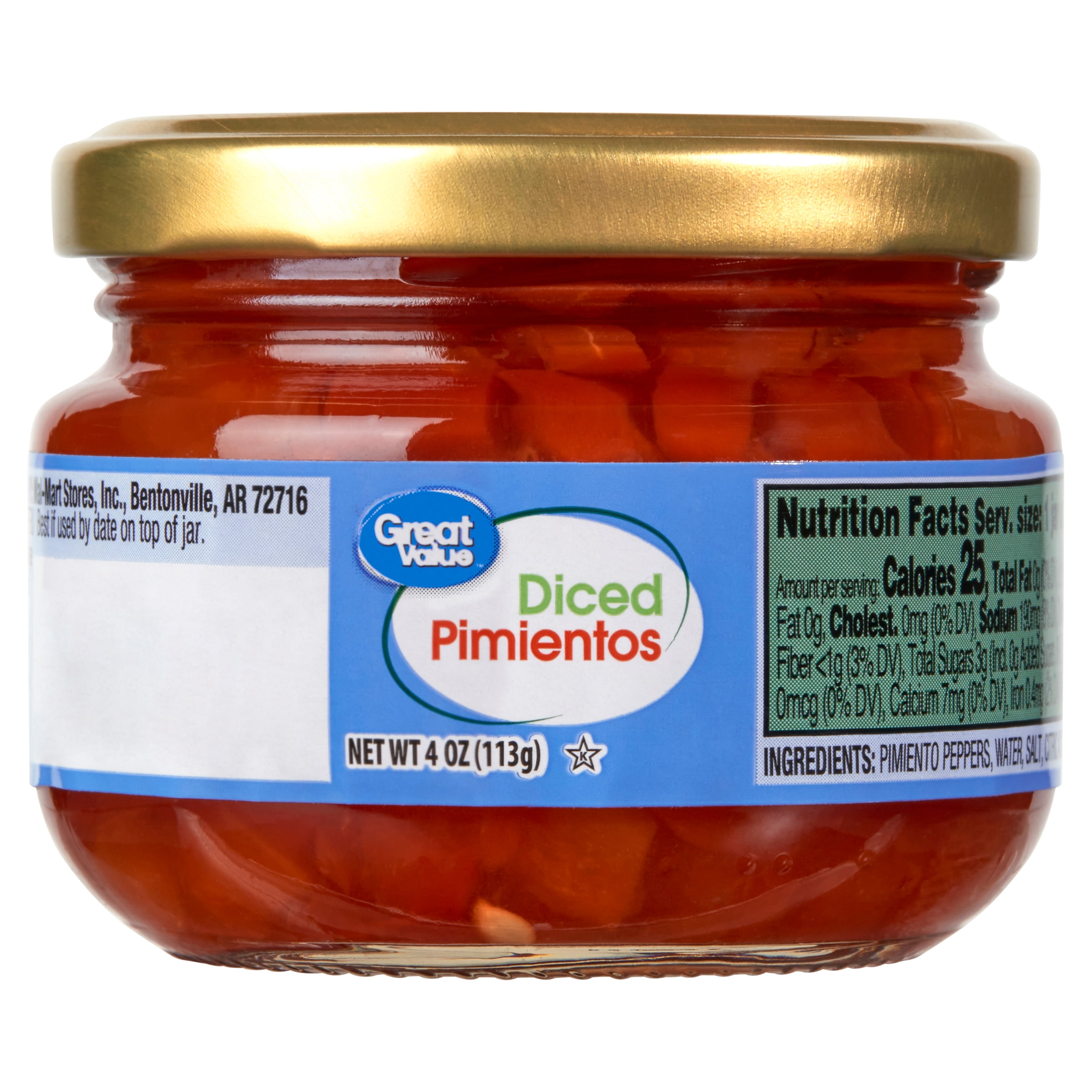 Great Value Diced Pimientos, 4 oz