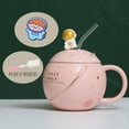 thumbnail image 5 of SUSAMMAISON Planet Mug With Covered Spoon High-Looking Water Cup For Boys And Girls Couple Ceramic Cup,1,4,Pink,Ceramic, 5 of 6