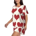 thumbnail image 2 of Kdxio Love Print Pajamas Sets for Women Short-Sleeved Pjs with Lounge Shorts Two Piece Sleepwear S-4XL, 2 of 8