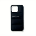 thumbnail image 3 of Puffer Phone Case Simple Letters Design For IPhone 15 14 13 12 11 Pro Max Plus XR Black and White Phone Case of Anti-Scratch Down Jacket Soft Touch Material 3D Protective Shockproof Phone Case, 3 of 5