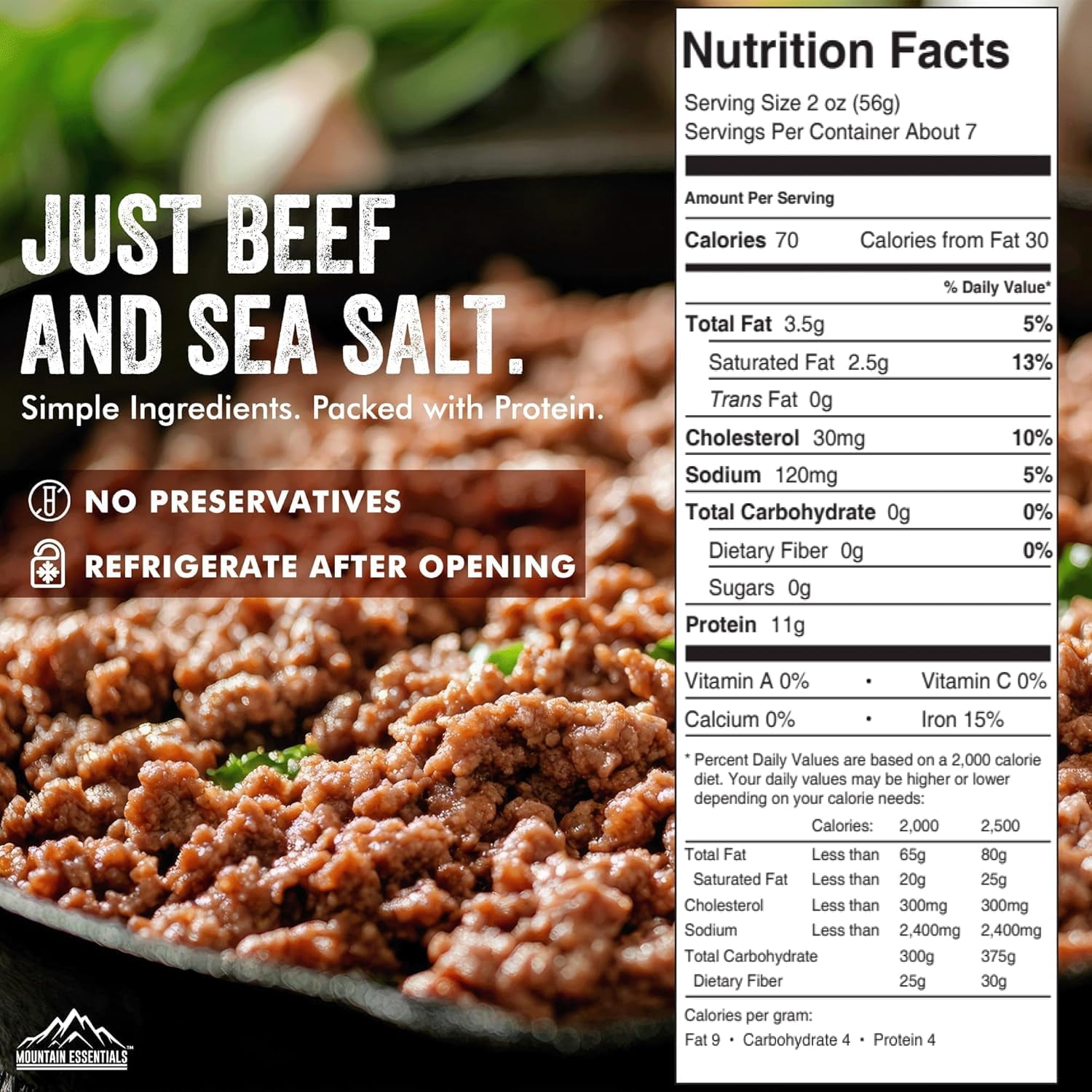 Mountain Essentials Canned Ground Beef, Fully Cooked Ready-to-Eat, 14 oz (Pack of 6), Long Shelf-Life Emergency Food