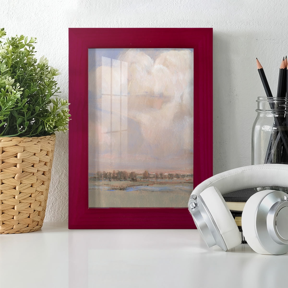 Billowing Clouds II - Framed Print w/glass - Cherry Red
