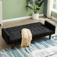 thumbnail image 3 of Aukfa 75" Tufted Futon Convertible Sofa Bed, Upholstered Arm Couch for Home Office, Black, 3 of 10