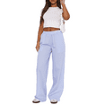 thumbnail image 2 of Women Y2k Striped Pants Stripes Print Straight Wide Leg Lounge Pants Elastic High Waist Striped Trousers with Pockets, 2 of 7