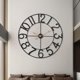 thumbnail image 1 of Reloj de pared industrial moderno con números de metal recortados, diseño clásico de lujo gris y dorado, para sala de estar y decoración de oficina, 30 pulgadas, 1 of 7