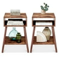 thumbnail image 3 of Best Choice Products Set of 2 Mid-Century Modern End Tables w/ Cubby Storage, Lower Shelf, Offset Legs - Brown, 3 of 9