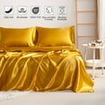 thumbnail image 3 of Ntbay 4 Pieces Silky Satin California King Cooling Soft Bed Sheet Set, Includes 1 Flat Top Sheet, 1 Fitted Sheet with Deep Pocket, 2 Envelope Pillowcase, Golden Brown, 3 of 5