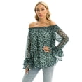 thumbnail image 3 of Women Off Shoulder Chiffon Blouses Ruffles Long Sleeves Tops Casual Shirts, 3 of 7