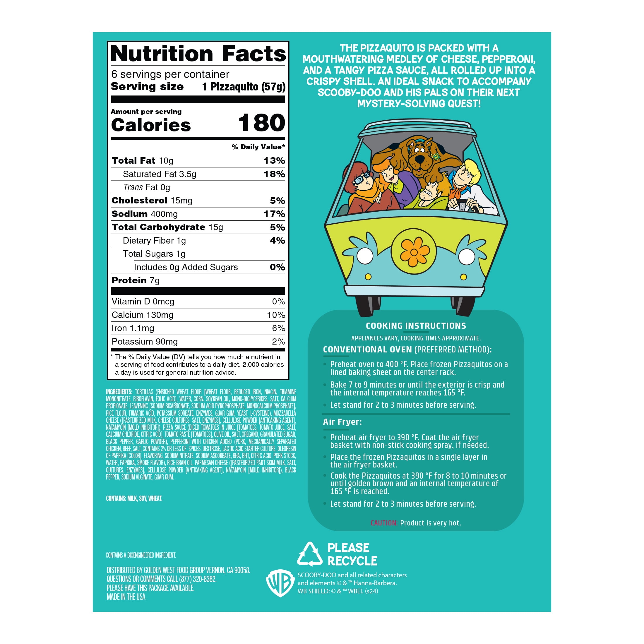 Scooby-Doo Pizzaquitos, Frozen Snack, 12 oz Box (Frozen)