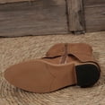 thumbnail image 5 of PEASKJP Bottes de Mode pour Femmes Bout Rond Amande Talon Bas Bottines Chelsea Élastiques, Marron 38, 5 of 5