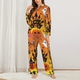 thumbnail image 3 of Kll Happy Halloween 4 Print Women'S Long Sleeve Pajamas With Pants Sleepwear Loungewear 2 Set-Xx-Large, 3 of 9