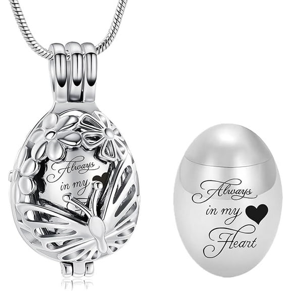 Hollow Butterfly Urn Necklace for Ashes Teardrop Cremation Jar Jewelry Ashes Pendant for Women Men Memorial Keepsake Jewelry for Human shes of Loved Ones