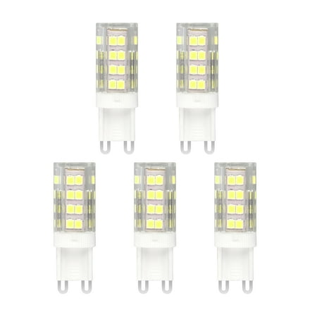 50w White Two Light 5Pack G9 Base LED Light Bulbs, 4.5W (50W Halogen Equivalent), 450LM, Daylight White (6500K), G9 Base, G9 Bulbs Non-Dimmable for Home Lighting ()