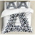 thumbnail image 1 of Letter A Duvet Cover Set King Size, Realistic Soccer Balls in form of Capital A Sports Play League Competition Theme, Decorative 3 Piece Bedding Set with 2 Pillow Shams, Black White, by Ambesonne, 1 of 3