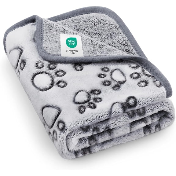 Premium Soft Pet Blanket for Small Medium Large Dogs Cats, Washable 300GSM Fluffy Warm Fleece Puppy Paw Print Pet Flannel Throw for Couch Bed