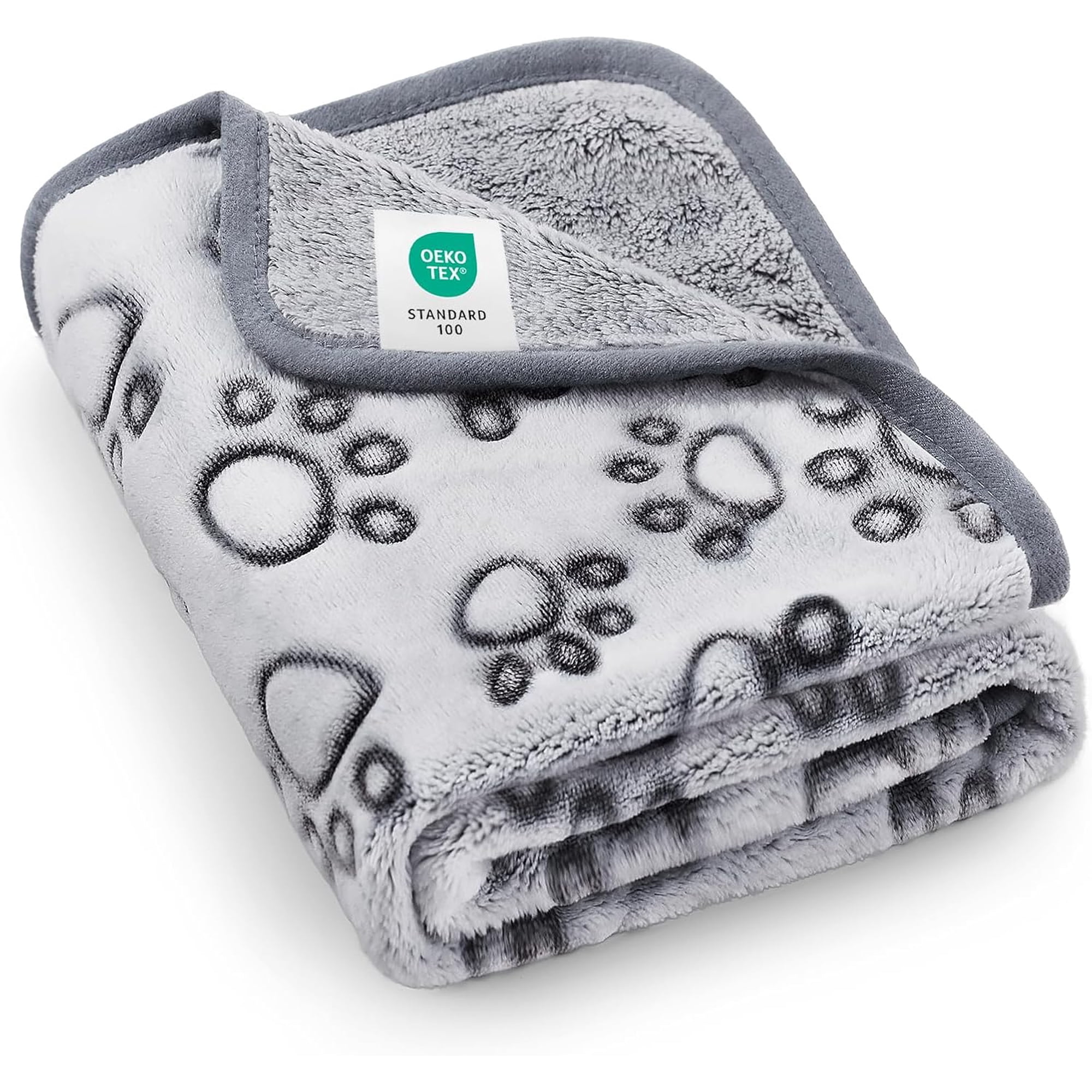 Premium Soft Pet Blanket for Small Medium Large Dogs Cats, Washable 300GSM Fluffy Warm Fleece Puppy Paw Print Pet Flannel Throw for Couch Bed