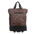 thumbnail image 3 of 20" Rolling Tote Bag with Handle, Print Portable Grocery Trolley Bag with Wheels for Work, Short Trips,Beach & Daily,Leopard, Tf023, 3 of 5
