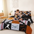 thumbnail image 3 of Castle Fairy Orange Baseball Collage Twin Bedding 7-Piece, Sport Geometric Grid Bedding Comforter Set, Orange Red Black,Black Reversible, 3 of 7